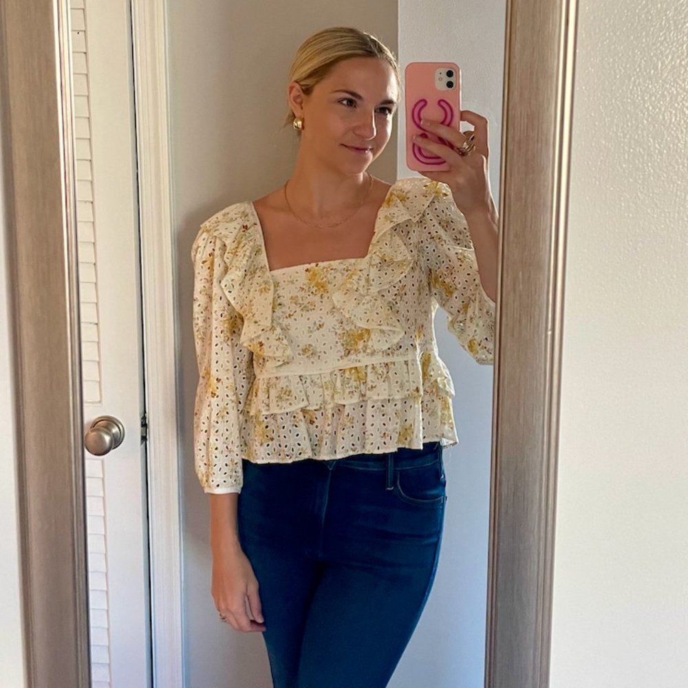 Floral Ruffle Top - Picture 3 of 6